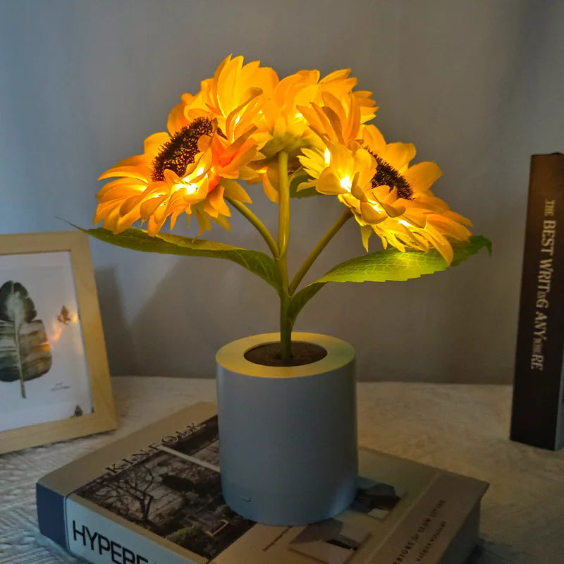 Vaso di girasoli luminosi